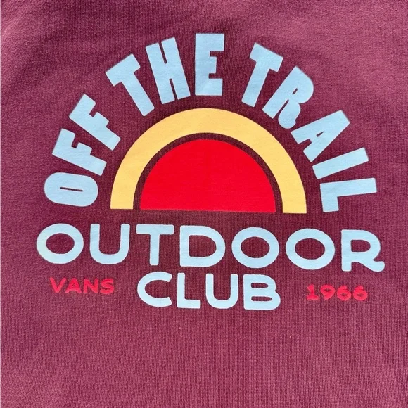 Vans Outdoor Club Hoodie 🌄 Retro Trail Graphic – Size S – Maroon & Mint - Picture 2 of 10